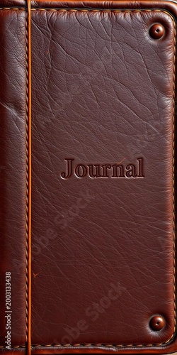 Worn leather journal cover with a subtle sheen and embossed details, evoking history,  classic,  texture