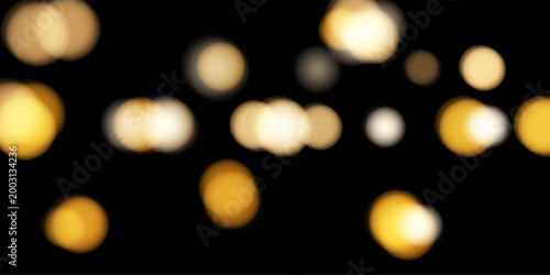 Schilderij op canvas Gold Luxury Bokeh Background, Shiny Festive Lights on Dark