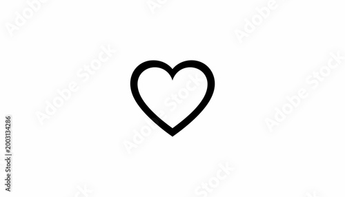Minimalist black heart shape outline icon isolated on white background.