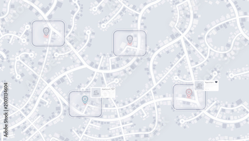 Digital Property Search Map with Apartment Listings in Suburban District