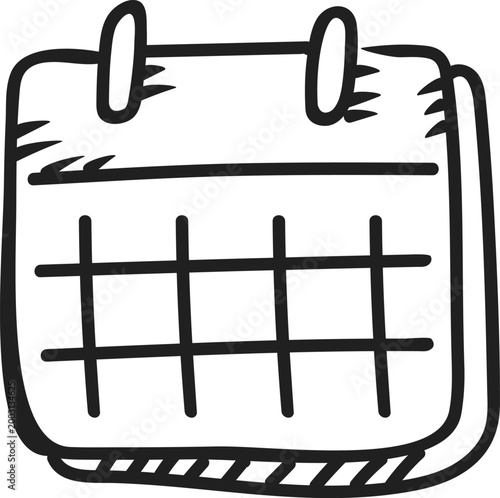 Hand-drawn Calendar Grid for Date and Event Icon