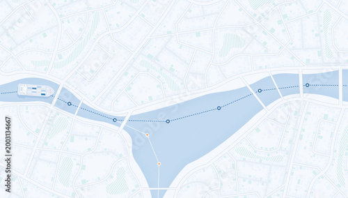 Maritime Cargo Tanker Route Through Urban River Infrastructure