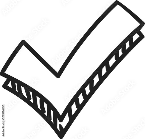 Positive Check Mark with Shadow Approval Icon