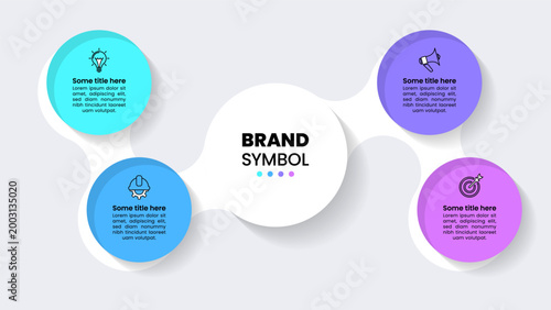 Infographic template. White line with 4 connected circles