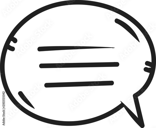 Hand-drawn Speech Bubble with Text Lines Message Icon
