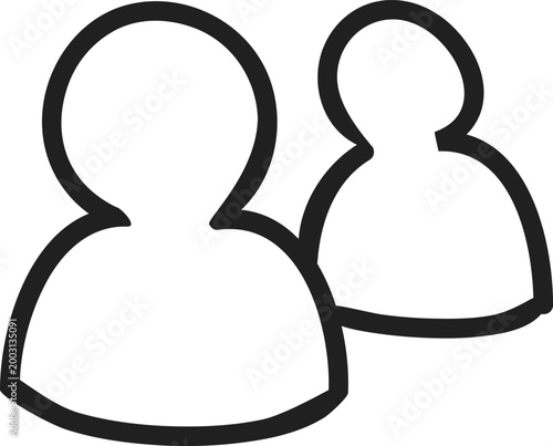 Two People Profile Silhouette Group and User Icon