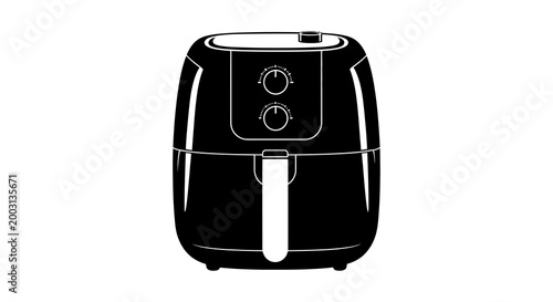 Air fryer silhouette modern kitchen appliance for healthy cooking and crispy food preparation