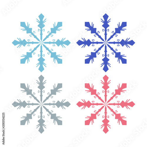 COLORFUL XMAS SNOWFLAKES DESIGN ELEMENTS VECTOR
