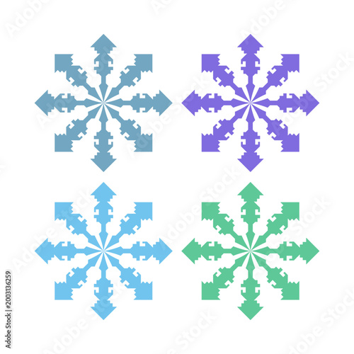 COLORFUL XMAS SNOWFLAKES DESIGN ELEMENTS VECTOR
