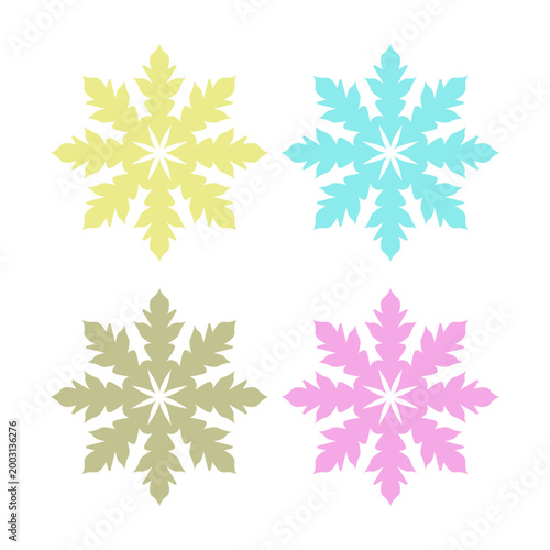 COLORFUL XMAS SNOWFLAKES DESIGN ELEMENTS VECTOR