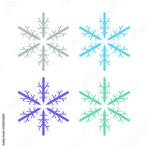 COLORFUL XMAS SNOWFLAKES DESIGN ELEMENTS VECTOR