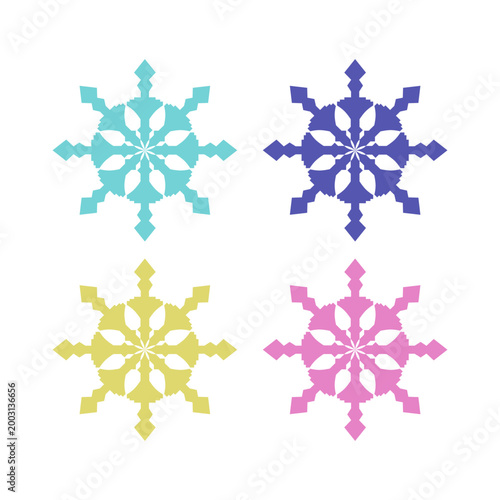 COLORFUL XMAS SNOWFLAKES DESIGN ELEMENTS VECTOR