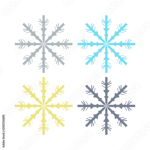 COLORFUL XMAS SNOWFLAKES DESIGN ELEMENTS VECTOR