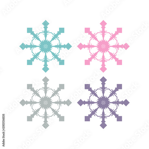 COLORFUL XMAS SNOWFLAKES DESIGN ELEMENTS VECTOR