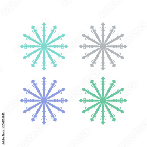 COLORFUL XMAS SNOWFLAKES DESIGN ELEMENTS VECTOR