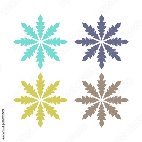 COLORFUL XMAS SNOWFLAKES DESIGN ELEMENTS VECTOR