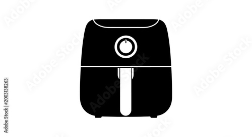 Air fryer silhouette modern kitchen appliance icon in black and white
