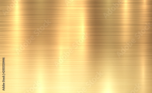 Vector gold metallic tones background. Abstract gradient bright and shiny light reflection brushed steel metal texture. Illustration for background, backdrop, web, wallpaper, print and design artwork.