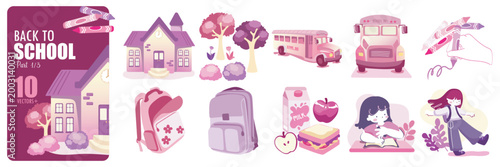 Back to school SET1-3 School and Bus