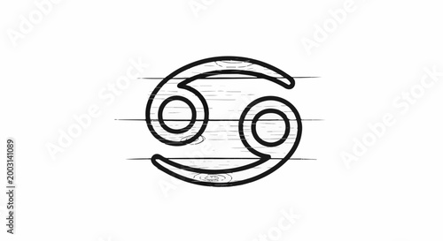 Stylized zodiac sign for cancer with wood grain texture