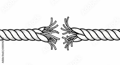 Thick rope fraying in the middle, showing strands