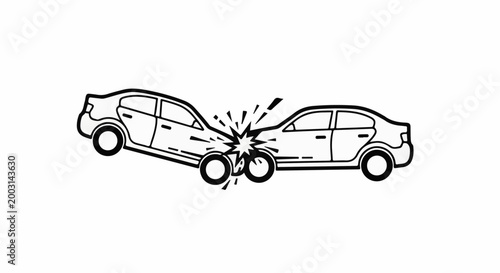 Two cars colliding head-on, with an explosion effect