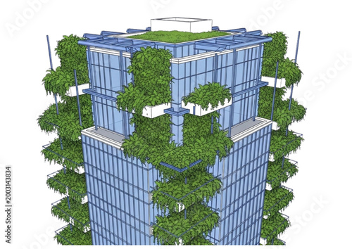 Eco-friendly skyscraper with vertical gardens and green architecture