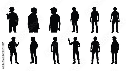 collection of human silhouettes in various poses isolated on a white background high quality professional detailed modern elegant stylish clean crisp