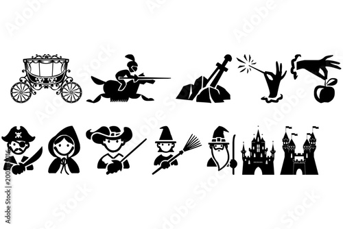 hand drawing pirates and warrior icons in black and white