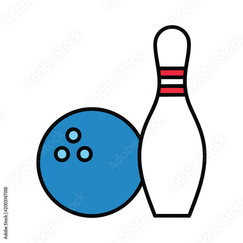 Minimalist Illustration of a Bowling Ball and a Single Pin.