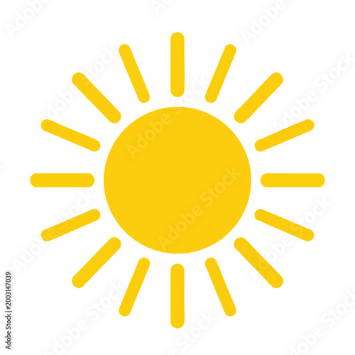 Minimalist yellow sun icon with rays.