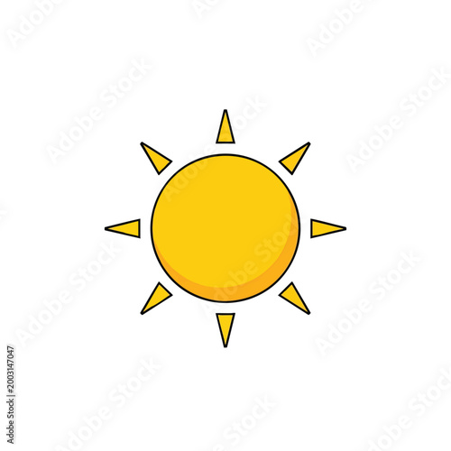 Minimalist Yellow Sun Icon Design for Weather and Summer Themes.