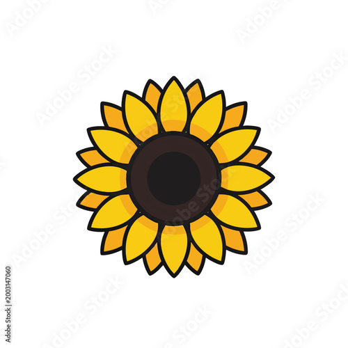 Stylized flat illustration of a vibrant yellow sunflower blossom.