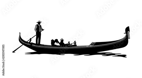 Venetian gondola silhouette a romantic journey through the canals of venice