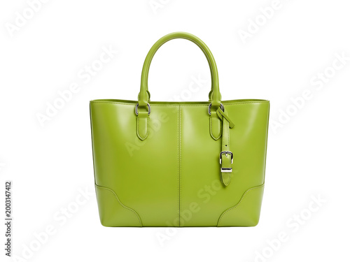 green leather bag