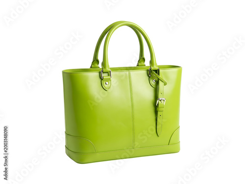 green leather bag