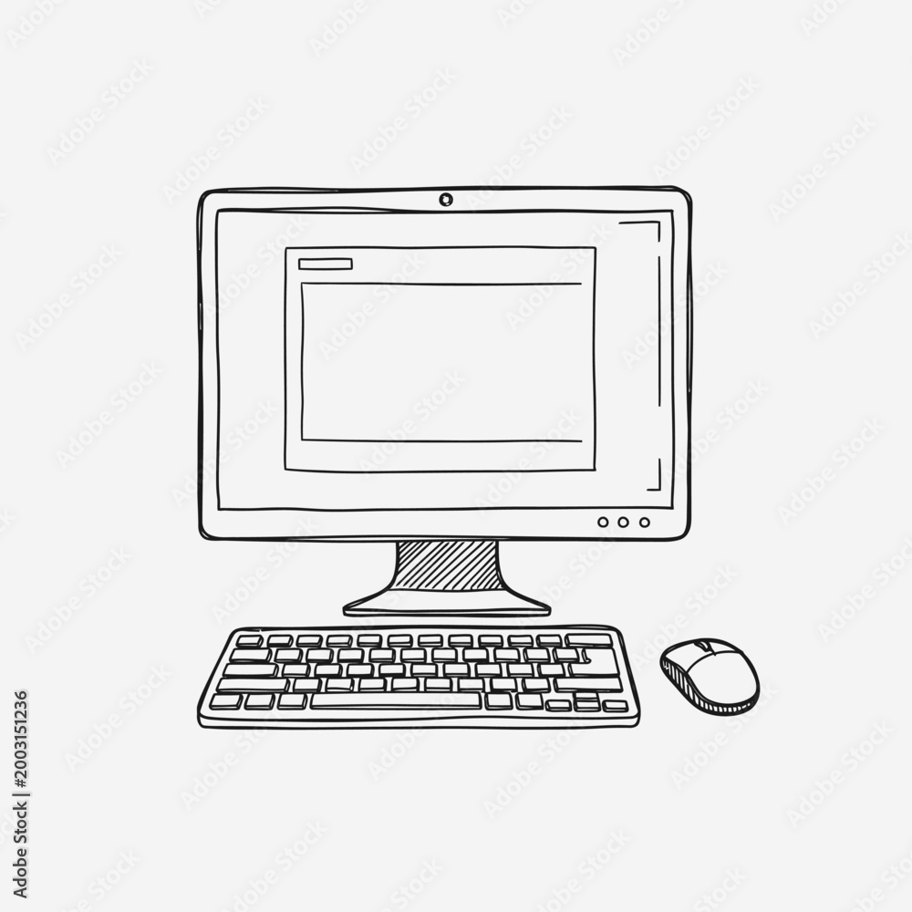 Fototapeta premium A blue line drawing of a computer.