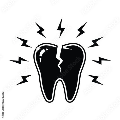 Tooth pain and dental problems concept with cracked tooth