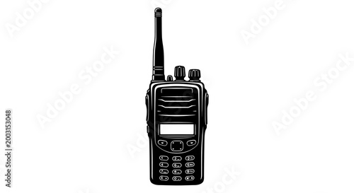 Black silhouette of a two way radio communication device illustration