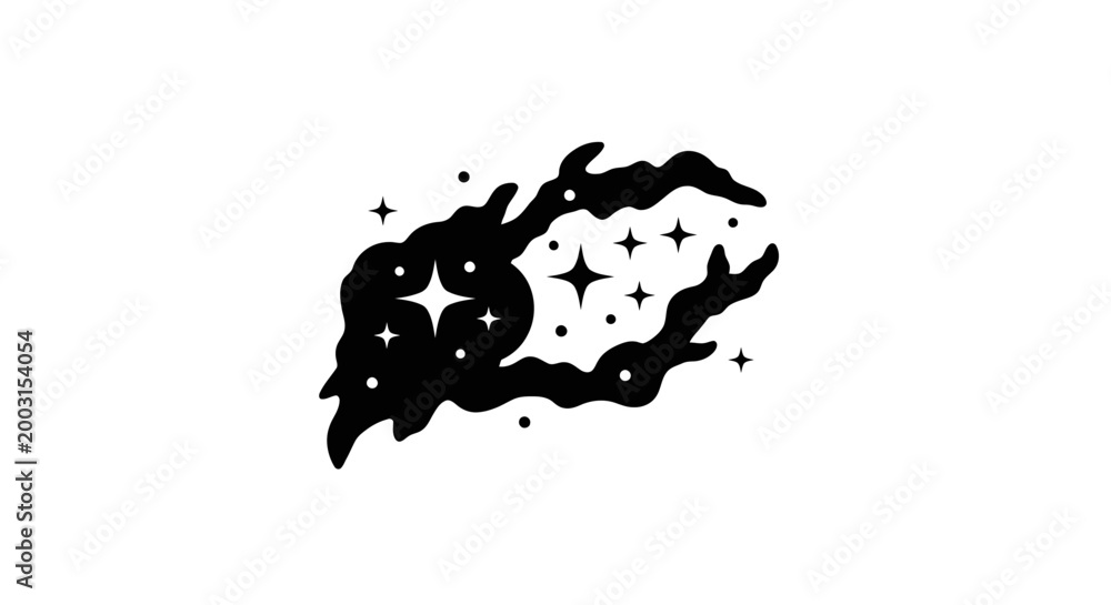 Fototapeta premium Black silhouette of celestial starry night.