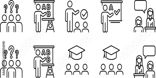Educational Icons Showing Students And Teachers illustration untitled