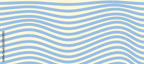 Abstract wave pattern featuring pastel blue and cream-colored lines in a retro style for backgrounds, wallpapers, posters, and banner designs. Trendy vector illustration in style retro 60s, 70s.