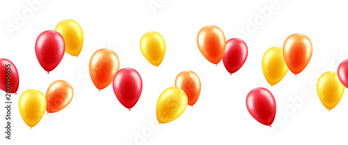 Εκτύπωση καμβά Vector seamless frame with falling balloons isolated on transparent background