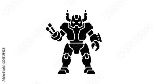 Robot Character Holding a Gun.