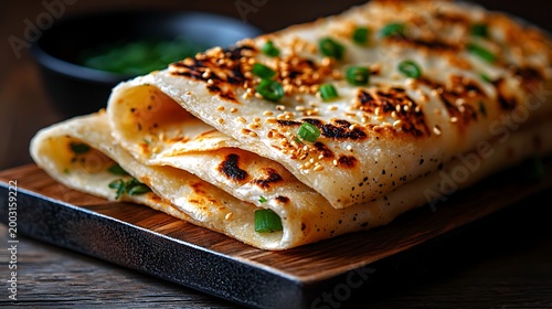 Delicious Indian dosa with vegetables.