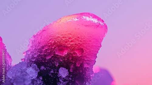 Frozen Crystal Ice Formation Closeup Macro.