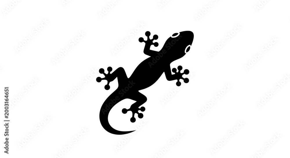 Obraz premium Black silhouette of a small lizard.