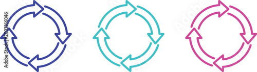 Quadro su tela Colorful teamwork icon circular arrows representing collaboration and synergy