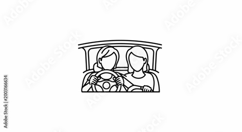 Two women inside a car, one driving