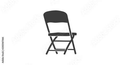 Black folding chair for sitting.